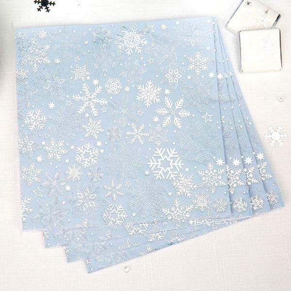 Winterservietten mit glitzernden Schneeflocken, 16 Stk, 33cm Winterservietten mit glitzernden Schneeflocken, 16 Stk, 33cm von Neviti