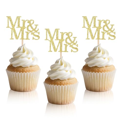 Nevoluxer Mr & Mrs Cupcake Topper, 3 Stück Cupcake Deko Gold Glitter, Mr & Mrs Deko Hochzeit, Premium Kuchen Topper für Brautdusche, Hochzeitstorte & Partyzubehör Nevoluxer Mr & Mrs Cupcake Topper, 3 Stück Cupcake Deko Gold Glitter, Mr & Mrs Deko Hochzeit, Premium Kuchen Topper für Brautdusche, Hochzeitstorte & Partyzubehör von Nevoluxer