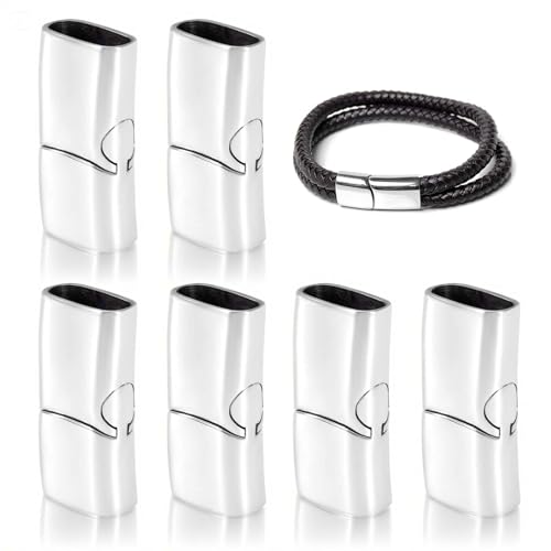 Nevoluxer Armband Verschluss Magnetic Endkappen（12×6 mm), Hochwertiger Edelstahl, starker Magnetverschluss Verschluss für Armbänder & Lederband – schnelles Ein- & Ausklicken, ideal für Schmuckherstel von Nevoluxer