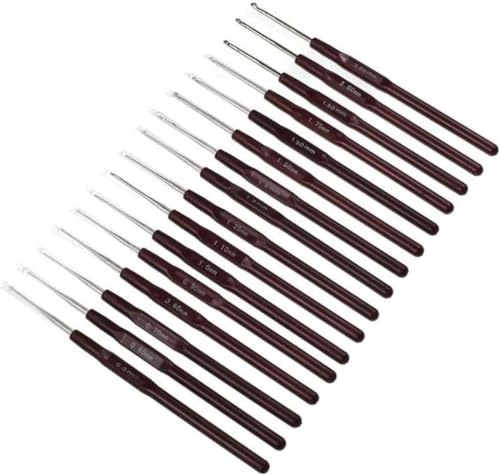 Setzen Sie 16 Stücke 0,5 mm-2,5 mm Häkelhaken Braune Kunststoffhaken Set DIY-Nähnadeln Strickwerkzeuge Werkzeuge von New Age Devi