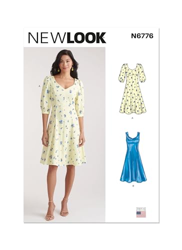 NEW LOOK Paper Pattern UN6776A Damenkleid mit Ärmeln Variationen A (38-40-42-44-46) von New Look