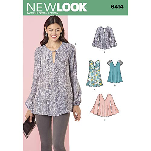NEW LOOK Schnittmuster S0265 / 6414 - Tunika und Oberteil für Damen mit Ausschnittvarianten, A (36-38-40-40) von New Look