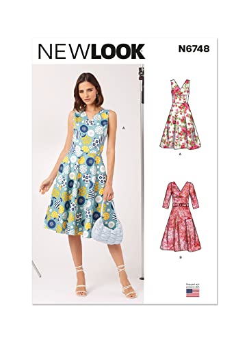 NEW LOOK UN6748A Damenkleid mit Ärmeln Variationen A (34-36-40-42-44) von New Look