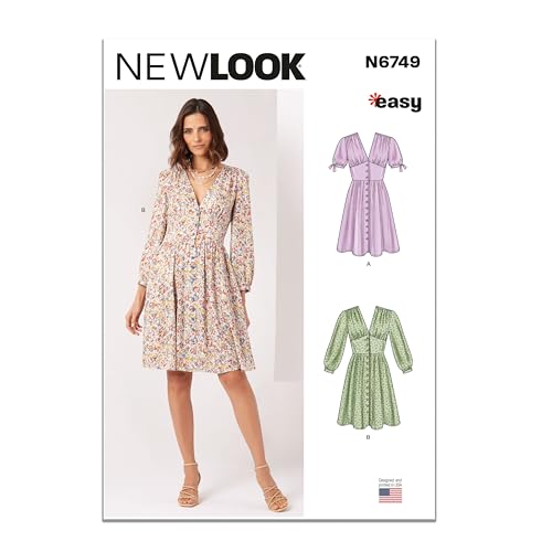 NEW LOOK UN6749A Damen Kleid mit Ärmeln Variationen A (34-36-38-40-42) von New Look