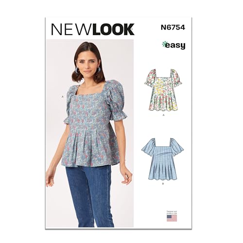 NEW LOOK UN6754A Damen Top mit Ärmeln Variationen A (34-36-40) von New Look