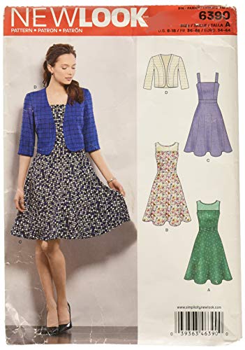 New Look Sewing Pattern UN6390A Herbstkollektion Damenkleider mit vollem Rock, Schnittmuster, A (34-40-42-44) von New Look