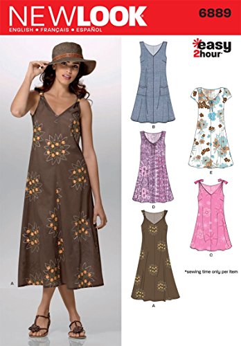New Look Schnittmuster 6889: Damenkleider, Größe A, Papier, weiß, A (8-10-12-14-16-18) von New Look