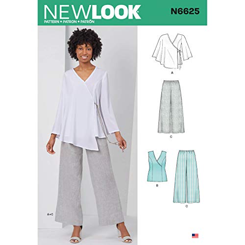 New Look N6625 Schnittmuster für Damenoberteile und Hosen, Papier, Weiß, verschiedene Farben von New Look