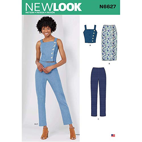 New Look N6627 Schnittmuster für Oberteil, Röcke und Hosen, Papier, Weiß, verschiedene Farben von New Look