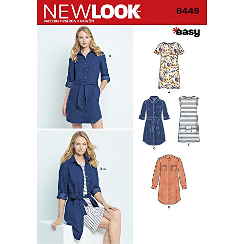 New Look Schnittmuster 6449 A Misses 'Easy Shirt Kleid und Knit Kleid, Weiß von New Look