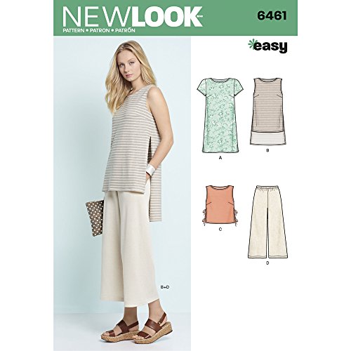 New Look Schnittmuster 6461 A Damenkleid, Tunika, Top und beschnitten Hose, weiß von New Look