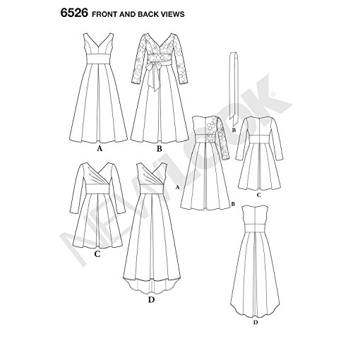 New Look Schnittmuster 6526 Damen Kleid mit miedervarianten, Papier, weiß, 22 x 15 x 1 cm von New Look