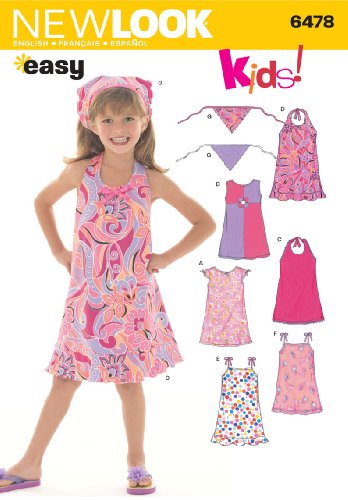 New Look Schnittmuster Kleid s 6478 Child'Neckholder, Sommerkleid, Strandkleid Kleid und Schal, von New Look