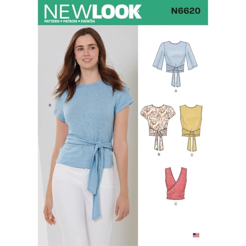 New Look UN6620A Schnittmuster N6620 Damen-Wickel-Tops, Papier, weiß, Verschiedene Größen New Look UN6620A Schnittmuster N6620 Damen-Wickel-Tops, Papier, weiß, Verschiedene Größen von New Look