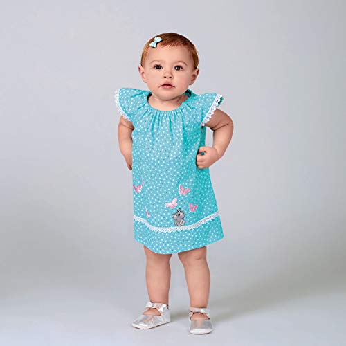 New Look UN6663A Schnittmuster N6663 Babykleid, Oberteil mit Applikationen, Hosen mit Schleifen am Saum, Papier, verschieden, A (NB-S-M-L) von New Look
