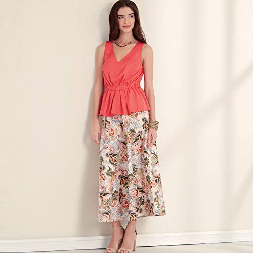 New Look UN6668A Sewing Pattern Misses Skirt Schnittmuster N6668 Damen Top und Rock, Papier, weiß, A (8-10-12-14-16-18-20) von New Look