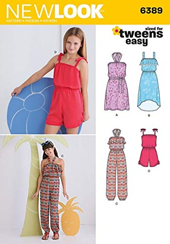 New Look einfaches Schnittmuster für sommerliche Mädchen-Jumpsuits und Kleider, 6389 von New Look
