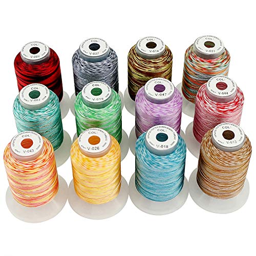 New brothread 12 Multi Farben Polyester Maschinen Stickgarn 500M (550Y) für Brother/Janome/Singer/Babylock/Kenmore/Bernina/Husqvaran Stickereimaschine-Sortiment 2 von New brothread