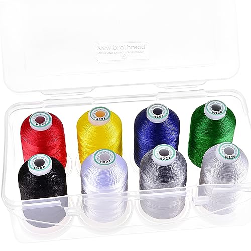 New brothread - 18 Optionen - 8 Schnappen Spulen von 1000m jeder Polyester Maschine Stickgarn mit Klarer Kunststoff Aufbewahrungsbox für Stickerei & Quilten - Basic Colour New brothread - 18 Optionen - 8 Schnappen Spulen von 1000m jeder Polyester Maschine Stickgarn mit Klarer Kunststoff Aufbewahrungsbox für Stickerei & Quilten - Basic Colour von New brothread