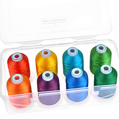 New brothread - 18 Optionen - 8 Schnappen Spulen von 1000m jeder Polyester Maschine Stickgarn mit Klarer Kunststoff Aufbewahrungsbox für Stickerei & Quilten - Fruit&Garden von New brothread