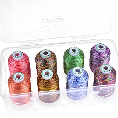 New brothread - 18 Optionen - 8 Schnappen Spulen von 1000m jeder Polyester Maschine Stickgarn mit Klarer Kunststoff Aufbewahrungsbox für Stickerei & Quilten - Variegated Colour1 New brothread - 18 Optionen - 8 Schnappen Spulen von 1000m jeder Polyester Maschine Stickgarn mit Klarer Kunststoff Aufbewahrungsbox für Stickerei & Quilten - Variegated Colour1 von New brothread