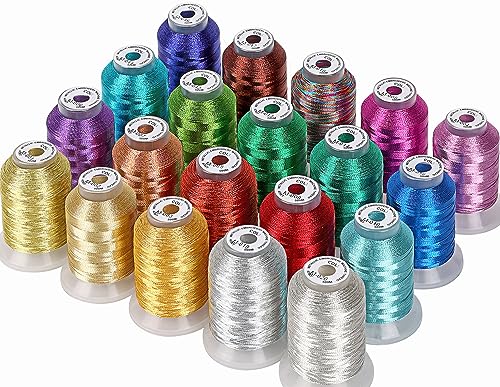 New brothread 20 Sortierte Farben Metallic Maschinen Stickgarn 500M für Computerized Stickerei und Dekoratives Nähen von New brothread