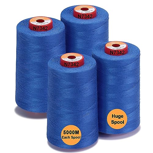 New brothread - 28 Optionen - 4 Große Konen 5000M Allzweck Polyester Nähgarn 40S/2 (Tex27) zum Nähen, Quilten, Patchwork, Serger und Overlock - Patriot Blue von New brothread