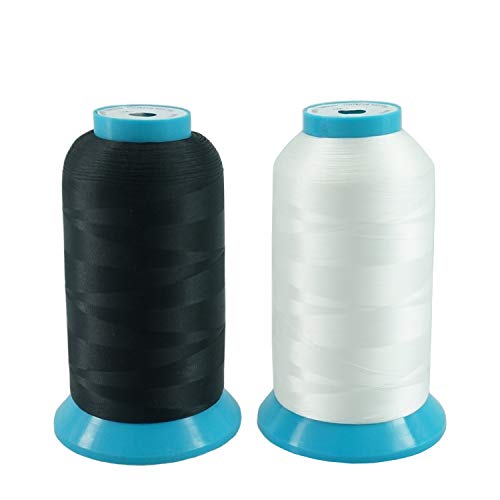 New brothread 2er Set (Schwarz+Weiß) 5000M (5500Y) Stickerei Spulen Gewinde Polyester Maschinen Stickgarn Unterfaden für Stickmaschine und Nähmaschine von New brothread