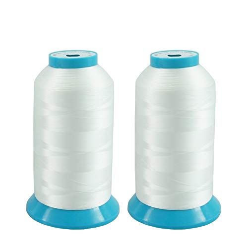 New brothread 2er Set Weiß 5000M (5500Y) Stickerei Spulen Gewinde Polyester Maschinen Stickgarn Unterfaden für Stickmaschine und Nähmaschine von New brothread