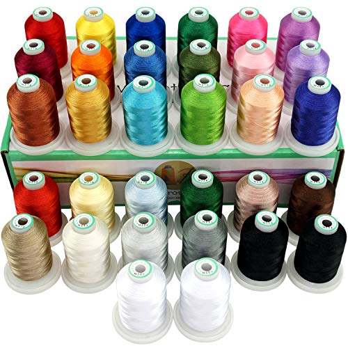 New brothread 32 Spulen Polyester Maschinen Stickgarn 1000M Jeder Spule - Farben ähnlich wie Janome und RA Farben - Sortiment 1 von New brothread