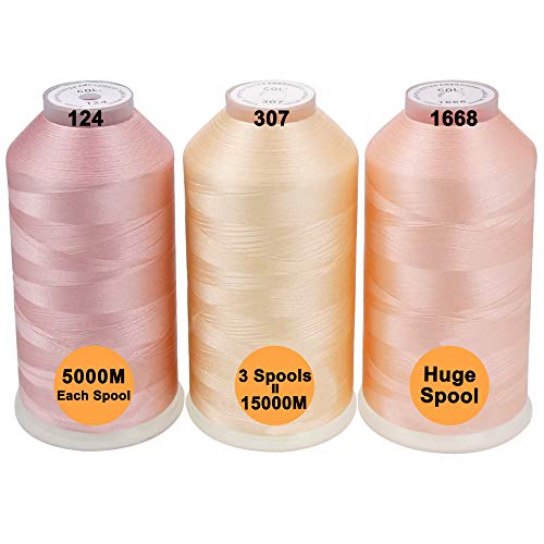 New brothread 3er Set Fleisch (Haut) Farben Polyester Maschinen Stickgarn Riesige Spule 5000M für alle Stickmaschine von New brothread
