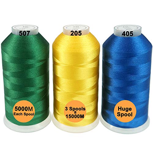 New brothread 3er Set Grün/Gelb/Blau Farben Polyester Maschinen Stickgarn Riesige Spule 5000M für alle Stickmaschine New brothread 3er Set Grün/Gelb/Blau Farben Polyester Maschinen Stickgarn Riesige Spule 5000M für alle Stickmaschine von New brothread