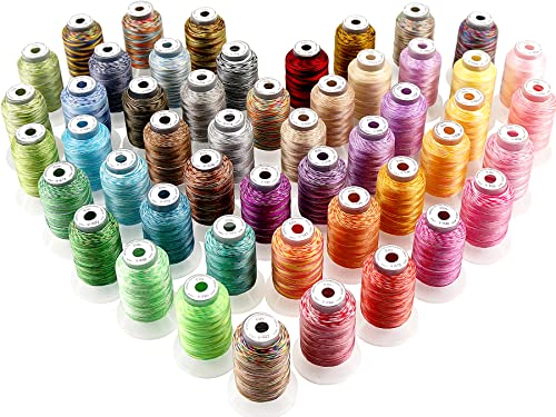 New brothread 50 Multi Farben Polyester Maschinen Stickgarn 500M (550Y) für Brother/Janome/Singer/Babylock/Kenmore/Bernina/Husqvaran Stickereimaschine von New brothread