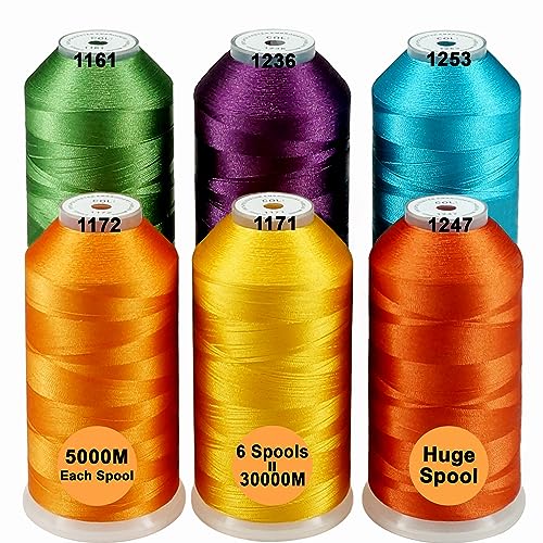 New brothread 6er Set Frucht&Garten Farben Polyester Maschinen Stickgarn Riesige Spule 5000M für alle Stickmaschine von New brothread