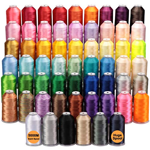 New brothread - Alle 60 Sortierte Farben Riesige Spule 5000M Polyester Maschinen Stickgarn für gewerbliche und häusliche Stickmaschinen von New brothread