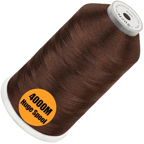 New brothread - Einzelne Riesige Spule 4000M/Jede 100% Polyester Maschinen Stickgarn 40 WT für Gewerbliche und Haushalts Maschinen - Dark Brown(Janome Farbe) von New brothread