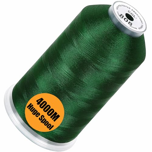 New brothread - Einzelne Riesige Spule 4000M/Jede 100% Polyester Maschinen Stickgarn 40 WT für Gewerbliche und Haushalts Maschinen - Deep Green von New brothread