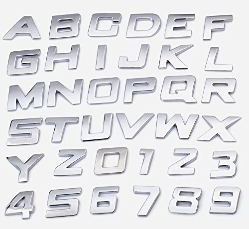 NewL Kursiv 3D Metall Buchstaben Zahlen Selbstklebend Alphabet Auto Schild Auto Zubehör Dekoration (Hauptstadt Kursiv) von NewL