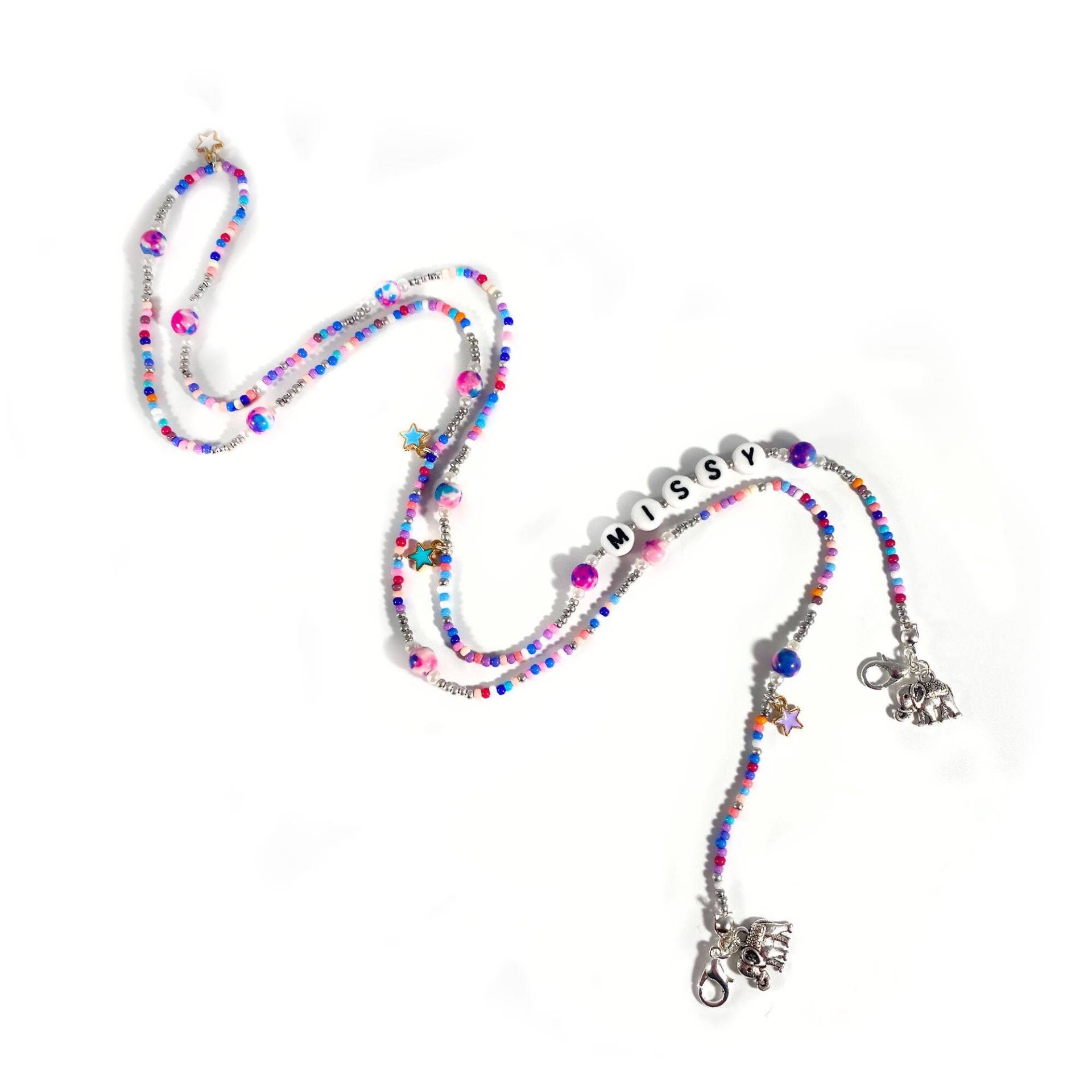 Tie-Dye Elefant Custom Name Maske/Sonnenbrillenkette Lanyard Tie-Dye Elefant Custom Name Maske/Sonnenbrillenkette Lanyard von NewYorkCityRoses