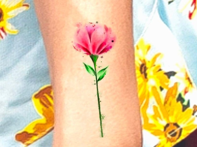 Aquarell Blume Temporäres Tattoo von NewYouTattoo