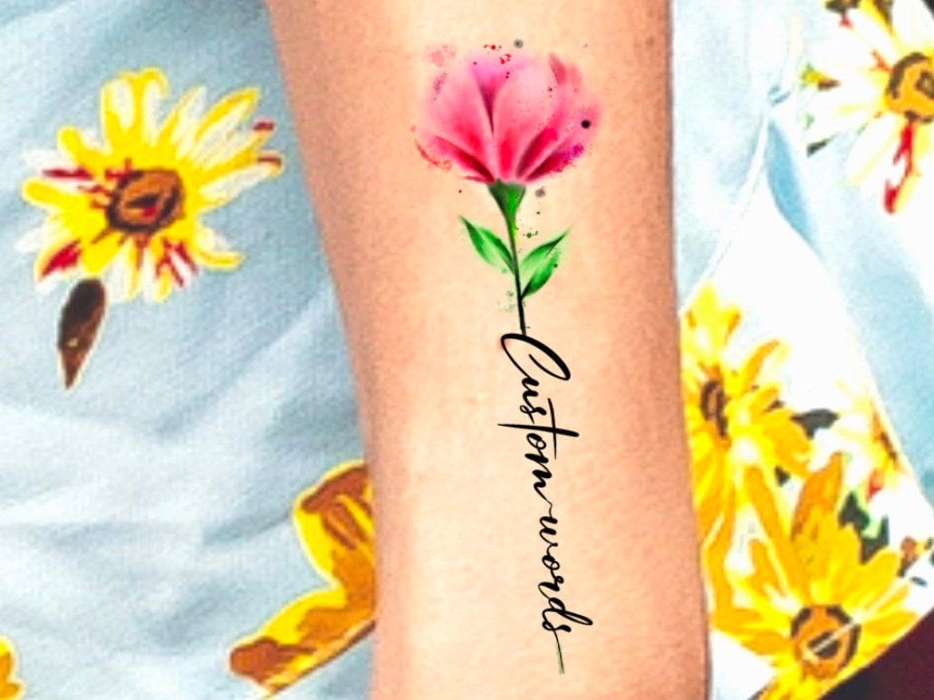 Benutzerdefinierte Aquarell Blume Temporäres Tattoo von NewYouTattoo