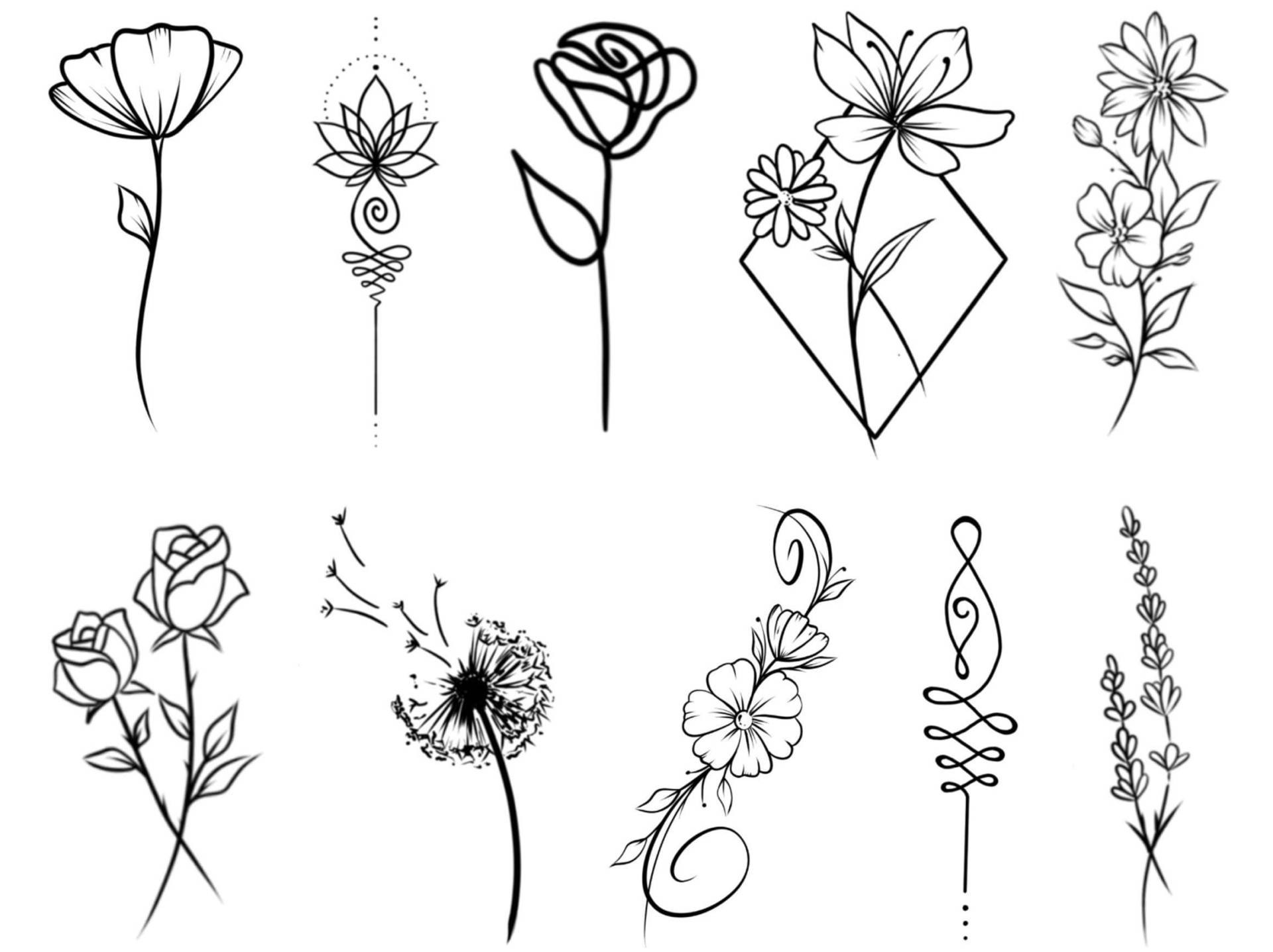 Blumen Temporary Tattoo Sheet Multipack / von NewYouTattoo