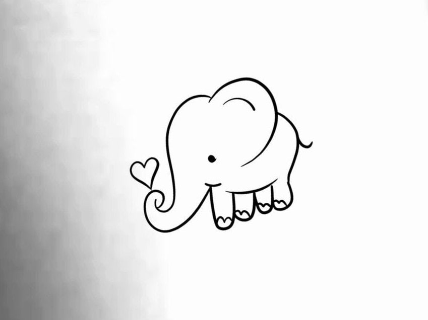 Elefant Herz Temporäres Tattoo/Baby Tier Liebe Einfaches von NewYouTattoo