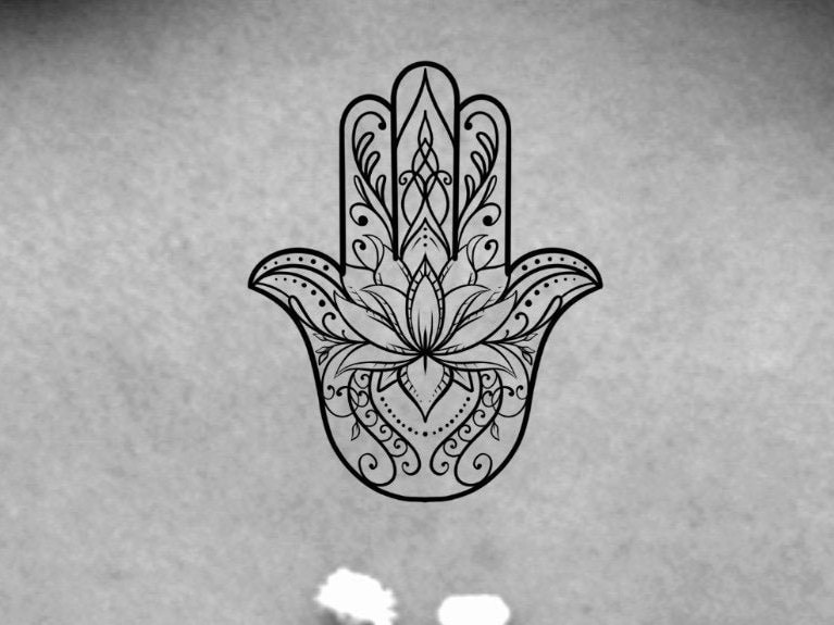 Hamsa Temporäres Tattoo/Lotus Hand Blumen Floral Temporäres Wildblumen von NewYouTattoo