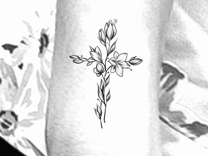 Kreuz Blume Temporary Tattoo/Florales 3 von NewYouTattoo