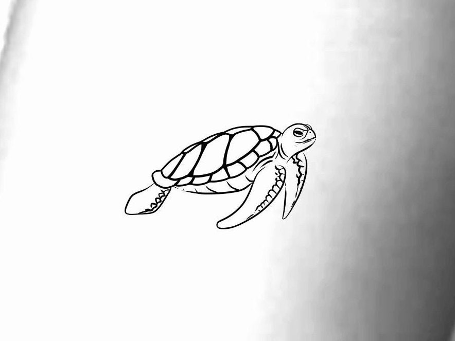 Meeresschildkröte Temporäres Tattoo/Kleine Schildkröte Tier Temporäres Boho Boho Ozean Wasser von NewYouTattoo