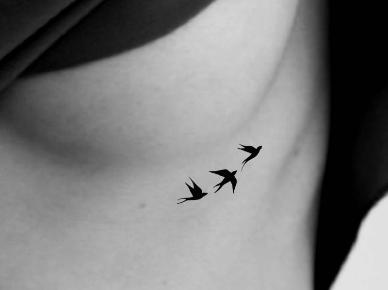Silhouette Vögel Temporäres Tattoo von NewYouTattoo