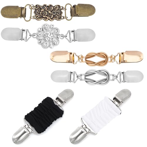 NewZC Damen Cardigan Clips 6 Stück Vintage Strickjacke Clip Kleider Spangen Silber Pulloverclips Waist Cinch Clip Gold Blusen Klammer Rücken - Verschlüsse clips für Kleidung Hemd Umhang Mantel Schals von NewZC