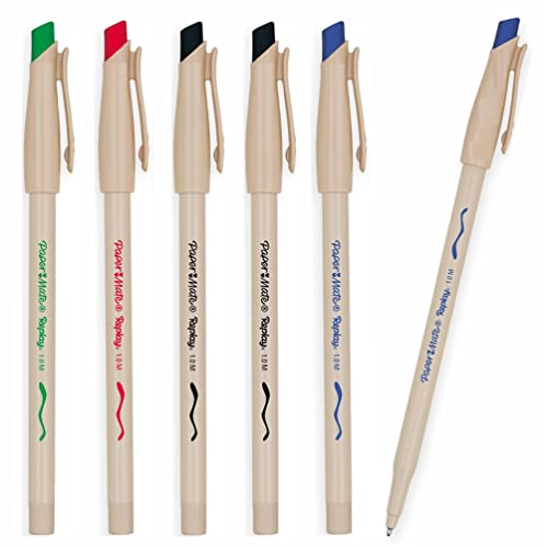 Newell Brands Replay Kugelschreiber, radierbar, 1,0 mm, mittlere Spitze, Schwarz, Blau, Rot, Grün, 6 Stück von Newell Brands