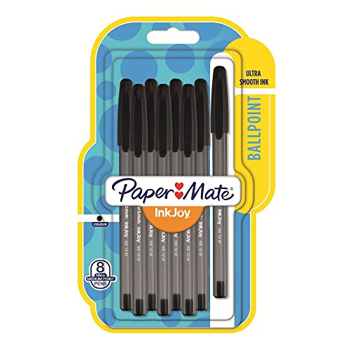 Newell Brands Paper Mate Inkjoy 100 Kugelschreiber, mittlere Spitze, Schwarz, 8 Stück von Newell Brands